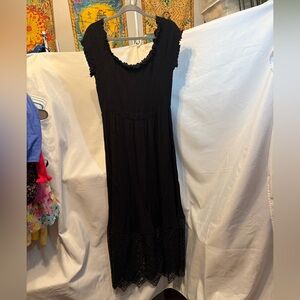 City Chic Black Maxi Dress with Lace Detail